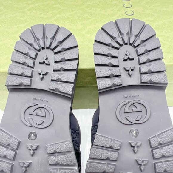 GUCCI Mens GG LOGO Quilted Buckle Black Slides Sandals 776792 Mens UK 9 US 9.5 - Picture 12 of 14